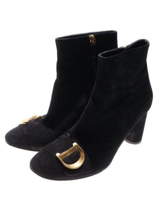 My Dior Heeled Ankle Boot Black Suede Goatskin | DIOR Christian Dior 23 AW Cest Suede Leather Short Boots Black